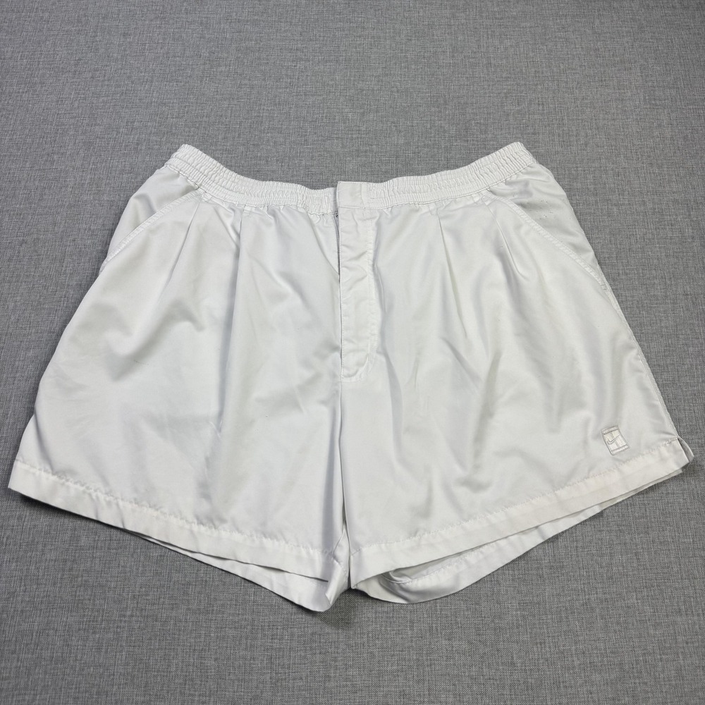 Nike Court Tennis Shorts Mens XL White Athletic Elastic Waist Pockets 6" Inseam